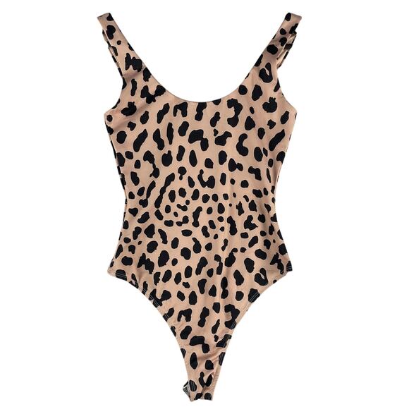 Princess Polly Womens Tamikah Bodysuit US 2 Tan Animal Print Sleeveless Lined - Picture 2 of 8